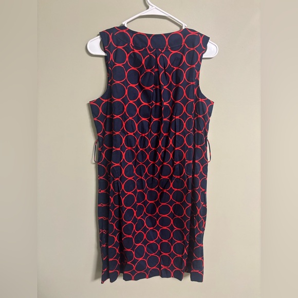 Trina Turk Dress Sleeveless Sheath Short Navy Blue Red Circles Size 8 Medium New - Picture 4 of 8